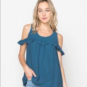 Women’s Cold Shoulder Teal Top